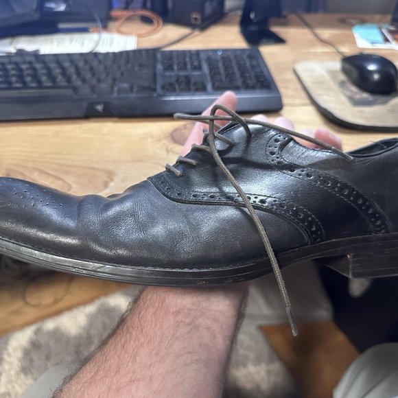 Aston Grey Black Wingtips Dress Shoes mens 12 US - Picture 6 of 10